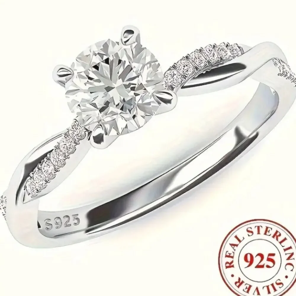 S925 Sterling silver halo diamond wedding ring sz 7